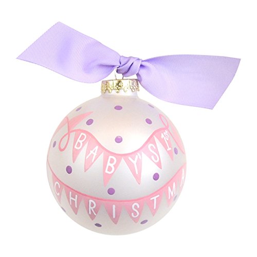 Baby’s First Christmas Banner Girl Glass Ornament