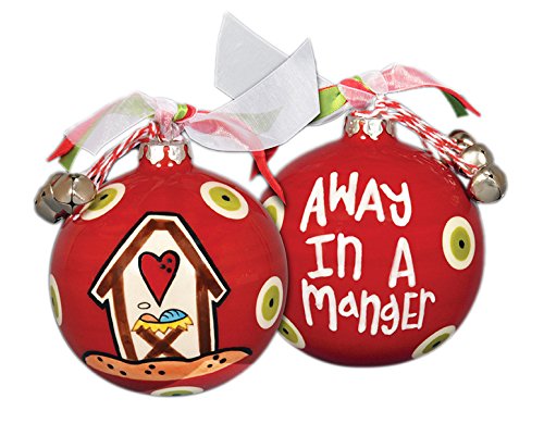 Hand Painted “Away In A Manger” Hanging Christmas Tree Ornament