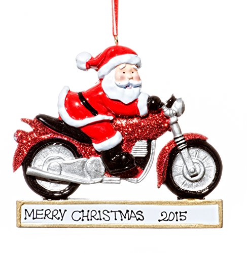 Santa Claus On Motorcycle Christmas Holiday Ornament-Free Name Personalized-Shipped In One Day