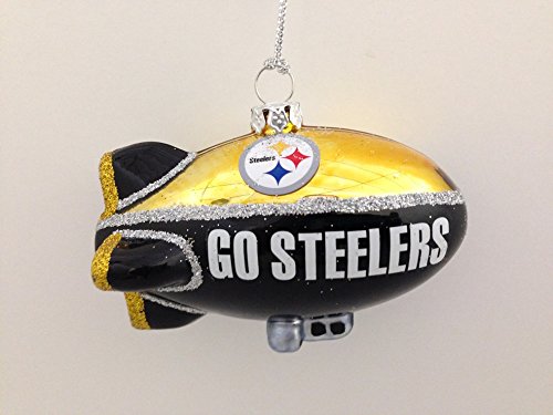 NFL Pittsburgh Steelers Glitter Blimp Ornament, Silver, 3″ x 2.25″