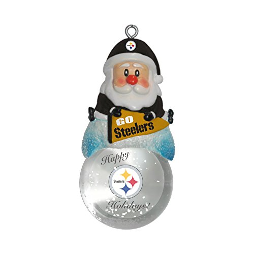 NFL Pittsburgh Steelers Snow Globe Ornament, Silver, 1.5″