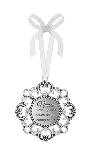 3” Silver Tone Heart/Snowflake Ornament with Crystal Accents (“Nurses Heart”)
