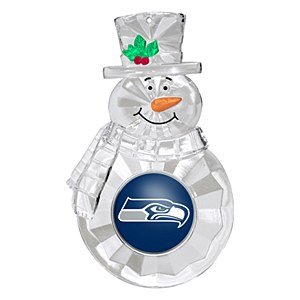 NFL Seattle Seahawks Traditional Snowman Ornament, 4.5″, White