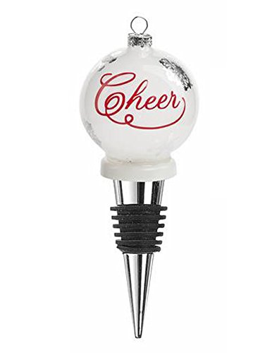 Frosted Glass Cheer Ornament Wine Bottle Topper – By Ganz