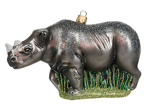 Rhino Polish Mouth Blown Glass Christmas Ornament