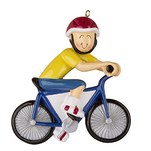 Male Bicycle Rider Personalized Christmas Tree Ornament