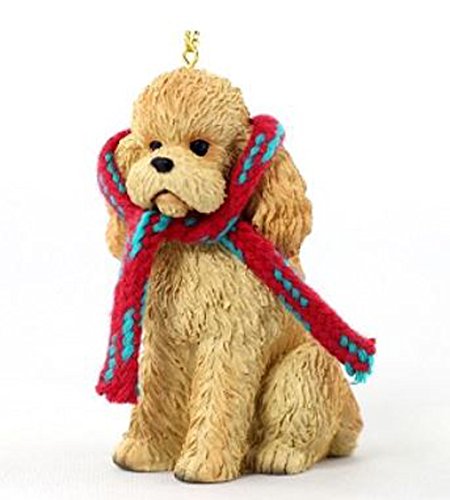 Poodle (Apricot) with Scarf Christmas Ornament (Large 3 inch version) Dog