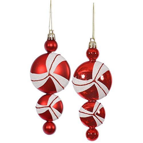 Vickerman Candy Dangle Ornaments, 6-Inch, Red and White, 4-Pack