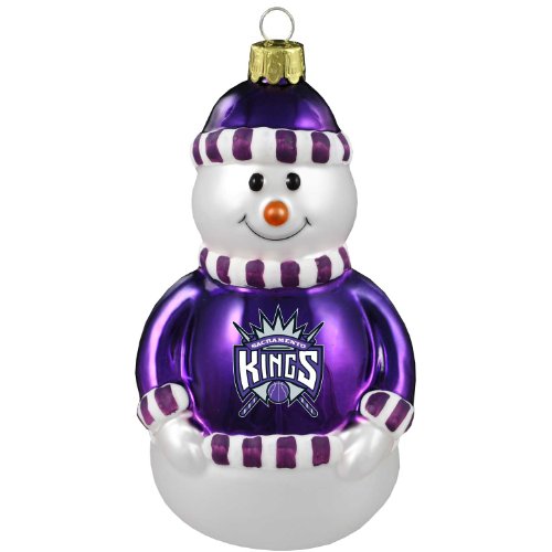 NBA Sacramento Kings Blown Glass Snowman Ornament