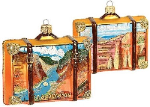 Grand Canyon Travel Suitcase Polish Glass Christmas Ornament