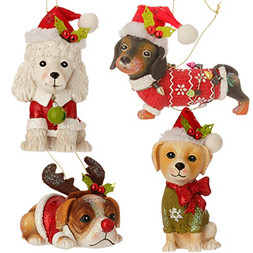 Christmas Dog Ornament Assorted 4-Pack