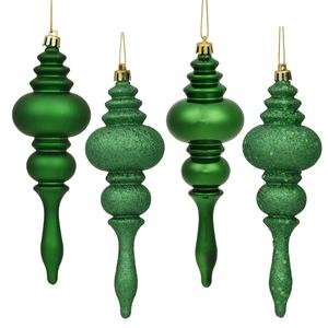 Vickerman Christmas Trees N500204 Sequin 8-Piece Finial Ornament Set, 180mm, Green
