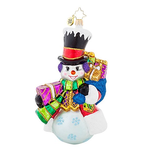Christopher Radko Glass Top Hat Frosty Snowman Santa Christmas Ornament #1017943