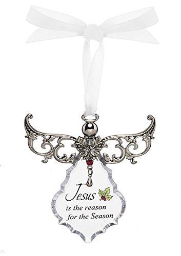 Jesus is the Reason For the Season Clear Angel Gown Christmas Tree Ornament – By Ganz