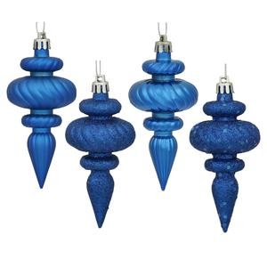 Vickerman Christmas Trees N500002 8-Piece Finial Assorted Ornament Set, 100mm, Blue