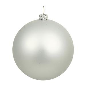 Vickerman Drilled UV Matte Ball Ornaments, 6-Inch, Silver, 4-Pack