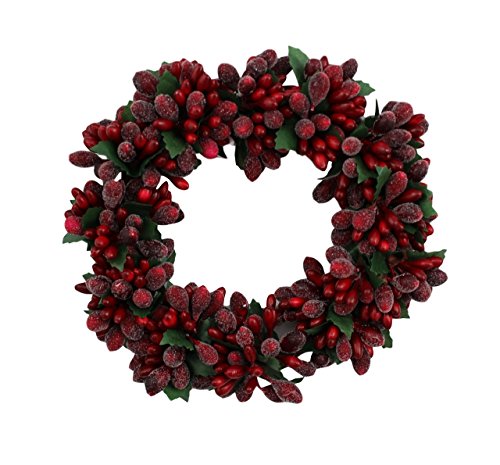 6-inch Christmas Red Beaded Berry Wreath Candlering Candle Ring Ornament