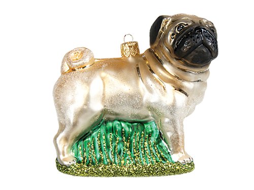 Pug Puppy Dog Polish Mouth Blown Glass Christmas Ornament
