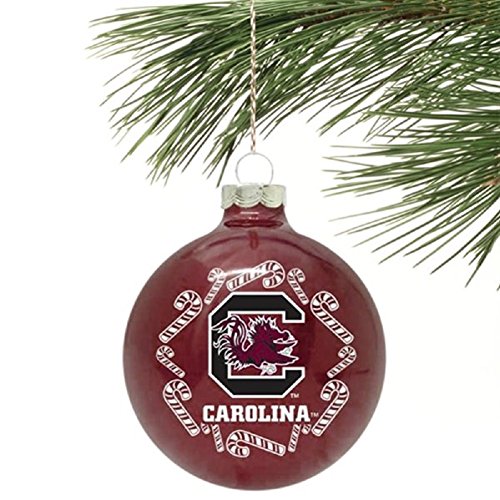 NCAA Candy Cane Traditional Glass Ball Christmas Ornament- 2 5/8″-South Carolina Gamecocks