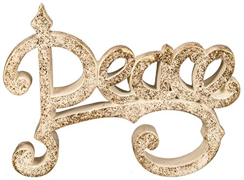 Sparkly Gold Cutout Tabletop Holiday Sign – Heavy and High Quality (Peace)