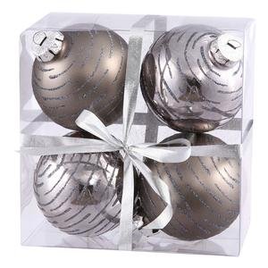 Vickerman Christmas Trees N110827A Assorted Ball Ornament, 80mm, Pewter, Set of 4