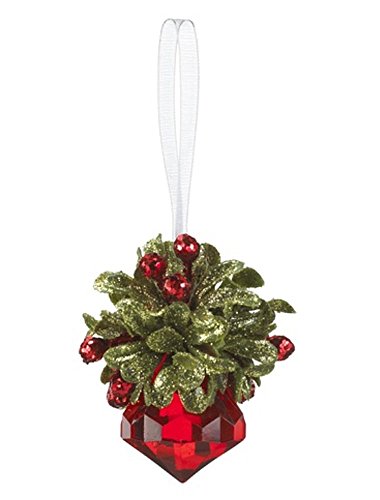 GANZ 2.5″ Kyrstal Kiss Ball Ornament, Tiny Mistletoe Jewel, Red  – Wedding Acrylic Kissing Crystal- KK235