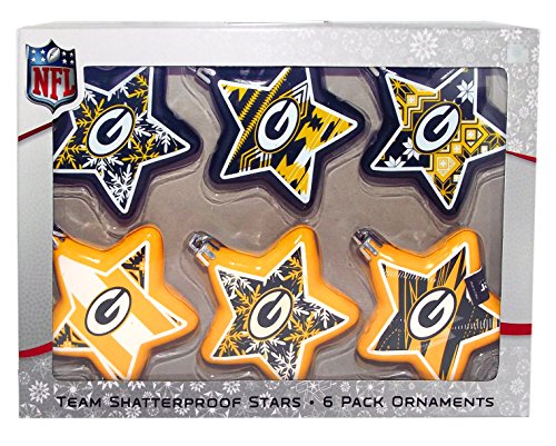 NFL Green Bay Packers 6 Pack Star Ornaments