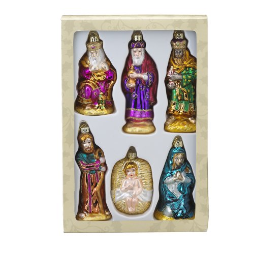 Kurt Adler Noble Gems Nativity Ornament, 3.5-Inch to 5-Inch, Set of 6