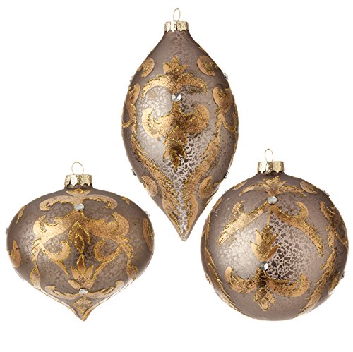 RAZ Imports – Gilded Grey – 4″ Antiqued Pewter Scroll Christmas Tree Ornament