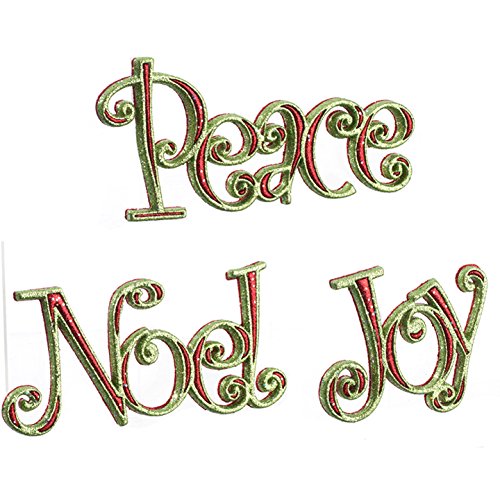 Glittered Peace, Joy & Noel 7″ Hanging Christmas Tree Ornaments – Set of 3