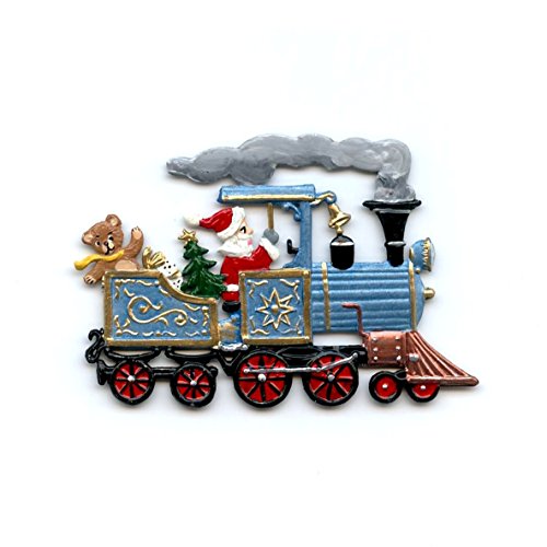 Santa in Train- German Pewter Christmas Ornament