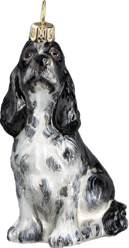 The Pet Set Blown Glass European Dog Ornament By Joy To The World Collectibles – Black White English Springer Spaniel