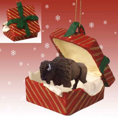 Conversation Concepts Buffalo Gift Box Red Ornament