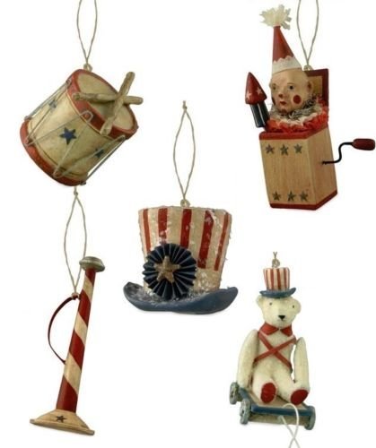 Bethany Lowe Americana Ornaments, Set of 5