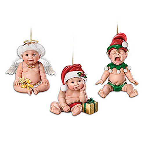 Santa, It’s Not Easy Being Cute 3 Baby Doll Christmas Ornaments by Sherry Rawn by The Bradford Exchange