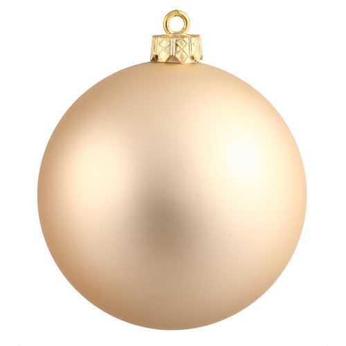 Vickerman Drilled UV Matte Ball Ornaments, 3-Inch, Champagne, 12-Pack