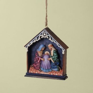 Jim Shore Christmas 4025303 Holy Family in Stable Ornament