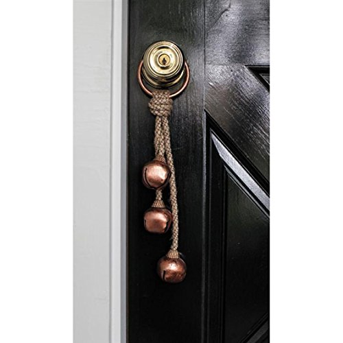 Natural Lodge Jute Rope Door Hanger with 3 Jingle Sleigh Bells – 12-1/2-in