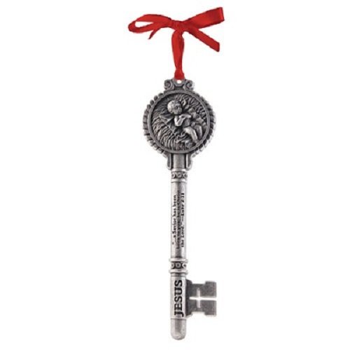 LCP Key to Christmas Jesus Silver Resin Key Ornament with Baby Jesus 12975