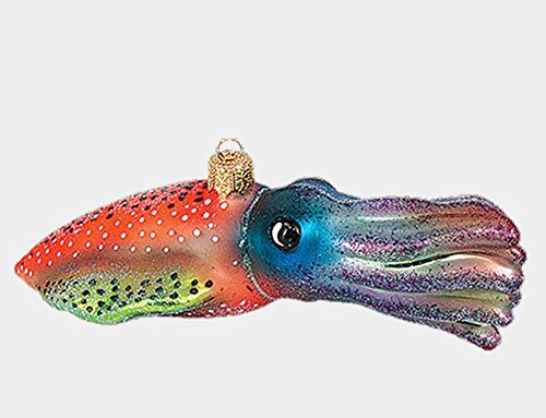Multicolor Squid Ocean Life Polish Mouth Blown Glass Christmas Ornament