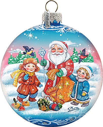 G. Debrekht Gift Giver Santa Glass Ball Ornament, 3.5″