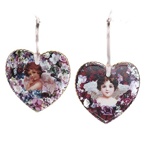 Package of 2 Collectible Bradford Exchange Victorian Angel Heart Ornaments for Christmas Decorating and Gifting