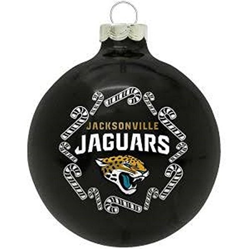 Jacksonville Jaguars NFL 2 5/8” Painted Round Candy Cane Christmas Tree Ornament