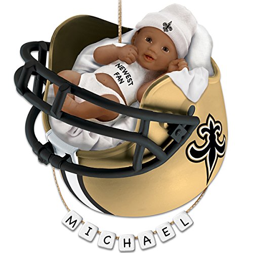 NFL New Orleans Saints Personalized African-American Baby Christmas Ornament by The Bradford Exchange