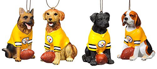 Team Dog Ornaments, 4 Assort., Pittsburgh Steelers