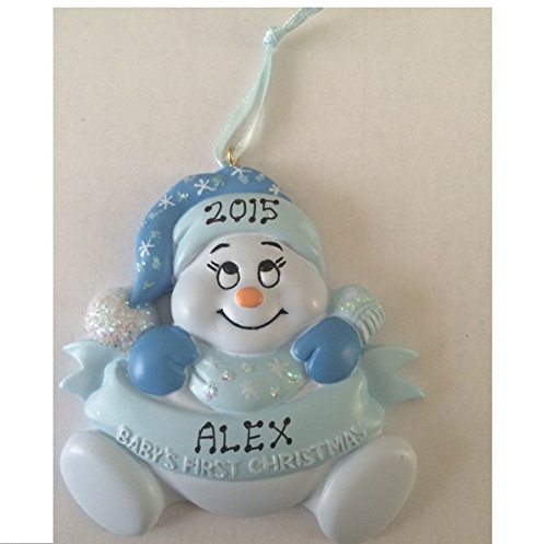Personalized Baby’s First Christmas Boy Snowman Ornament – Free Personalization …