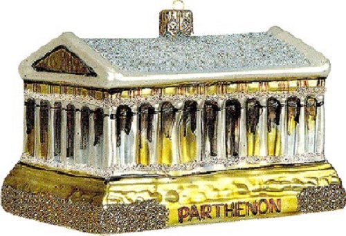 Athens Greek Parthenon Poland Glass Christmas Ornament