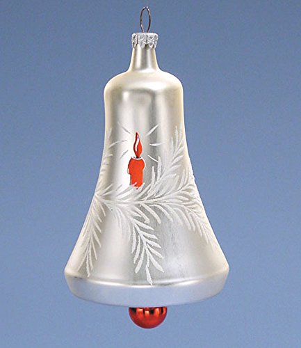 De Carlini Holiday Christmas Bell Italian Mouthblown Glass Christmas Ornament