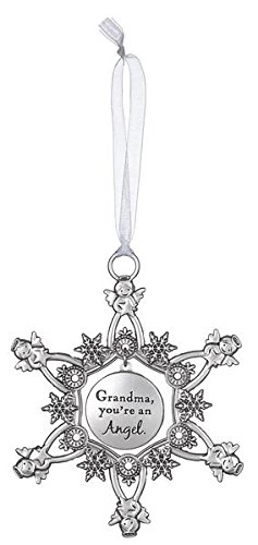 Grandma You’re an Angel – Angel Snowflake Sentiment Photo Ornament by Ganz