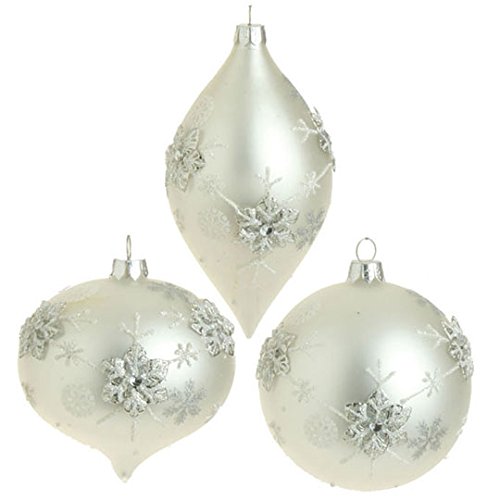 RAZ Imports – 4″ Glittered Snowflake Ornaments – Set of 3
